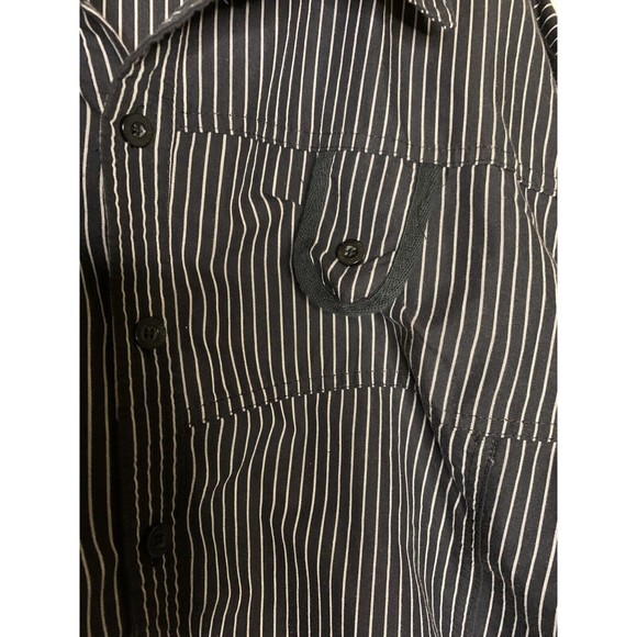 Sacred Cult Mens XL Black Gray Stripe Button Down Long Sleeve Roll Tab - Picture 4 of 12